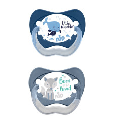 Пустушка "Моя сім'я №2" "X" (силікон) кит/вовк 5-18 місяців 2шт