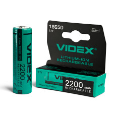 Аккумулятор Videx литий-ионный 18650 (без защиты) 2200mAh color box/1шт