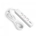 Сетевой удлинитель VIDEX ONCORD с/с 3п 3м (3x1.5мм) 2.4А 2USB+USB-C с кнопкой White