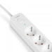 Сетевой удлинитель VIDEX ONCORD с/с 3п 3м (3x1.5мм) 2.4А 2USB+USB-C с кнопкой White