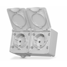 IP65 Розетка зовнішня подвійна із заземленням сіра VIDEX BINERA