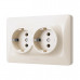 Розетка подвійна із заземленням кремова VIDEX BINERA