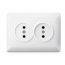 Розетка подвійна біла TITANUM STANDARD