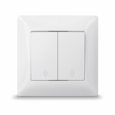 Вимикач двоклавішний прохідний білий TITANUM STANDARD