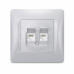 Розетка CAT6+CAT3 двойная серебряный шёлк VIDEX BINERA