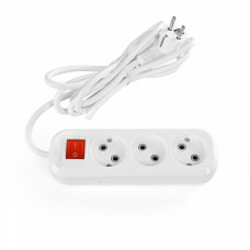 Удлинитель сетевой без заземления 3 гнезда с кнопкой 3м (2x1мм) белый TITANUM STANDARD