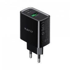 Зарядний пристрій HAVIT HV-UC111 20W USB+USB-C Black